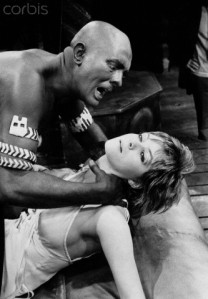 17 Dec 1970, England, UK --- Actor Jack Good as Othello, strangling his wife Desdemona, played by actress, Sharon Gurney, 1970. --- Image by © Hulton-Deutsch Collection/CORBIS